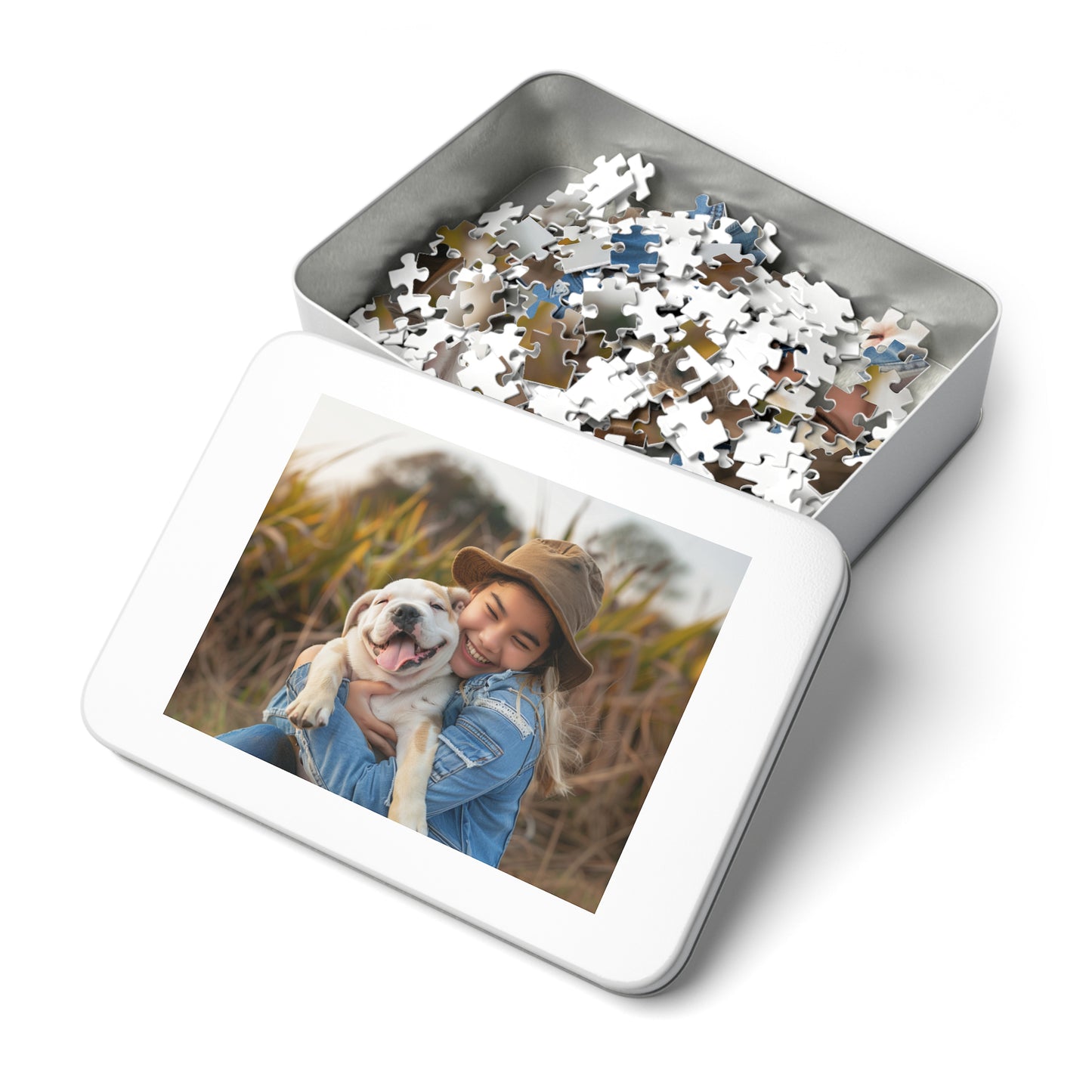 High Quality Custom Photo Puzzle - Metal Box - Gift Box